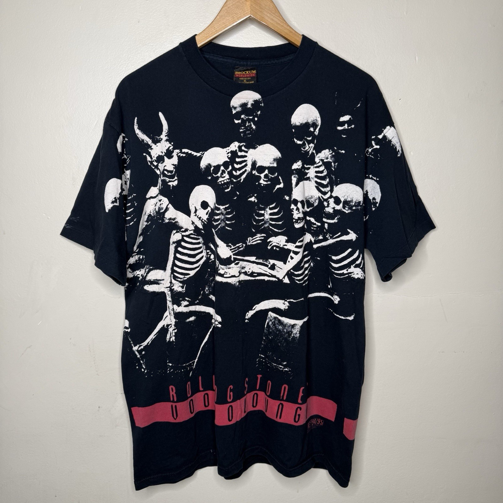 Vintage 1994 Rolling Stones Voodoo Lounge Tour Shirt AOP Skeletons XL Brockum