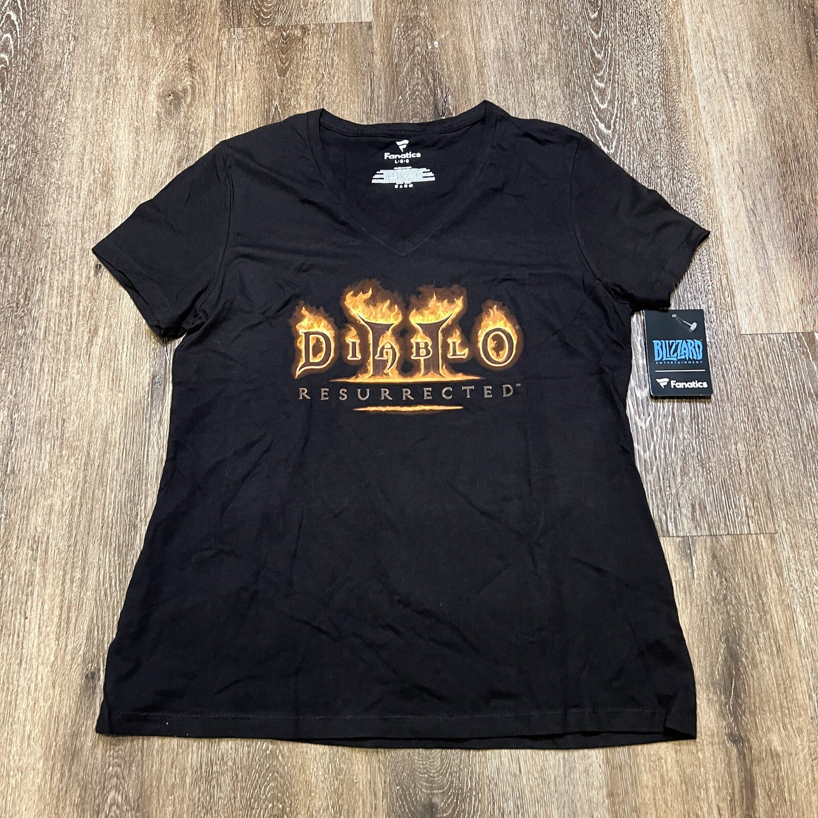 Blizzard Diablo 2 II Resurrected Women Large Black Video Game Promo RPG V Neck