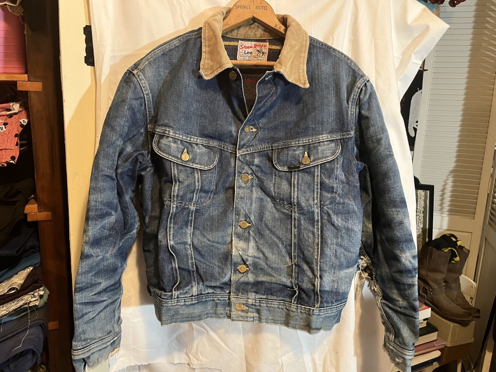 Vintage LEE 101-LJ Storm Rider Sanforized Denim Jacket.  Lined with wool Rare.