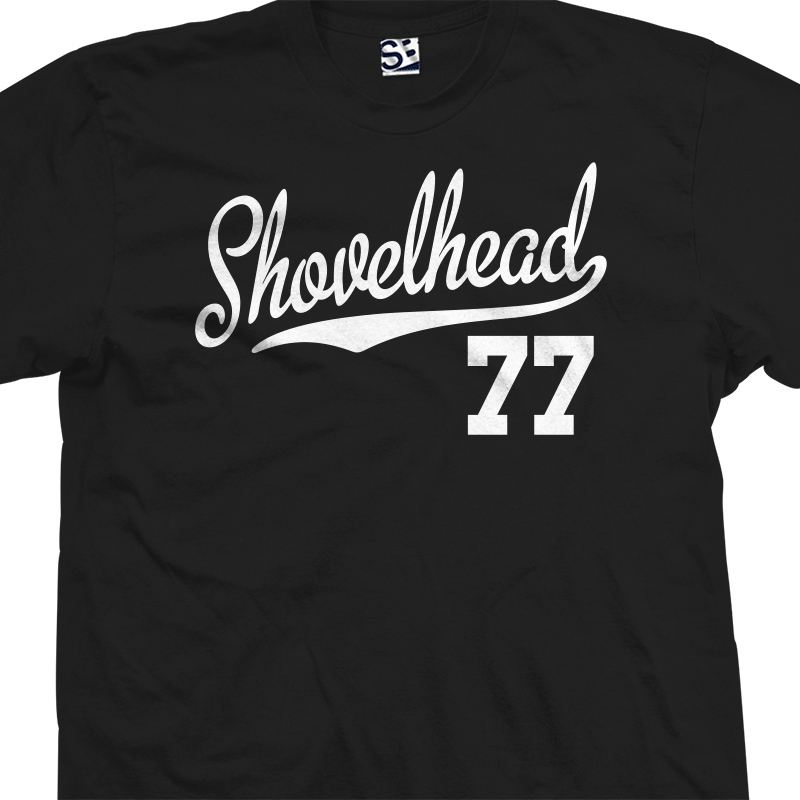 Shovelhead 77 Script T-Shirt | 1977 FLH Chopper Bobber Biker Motorcycle Jersey