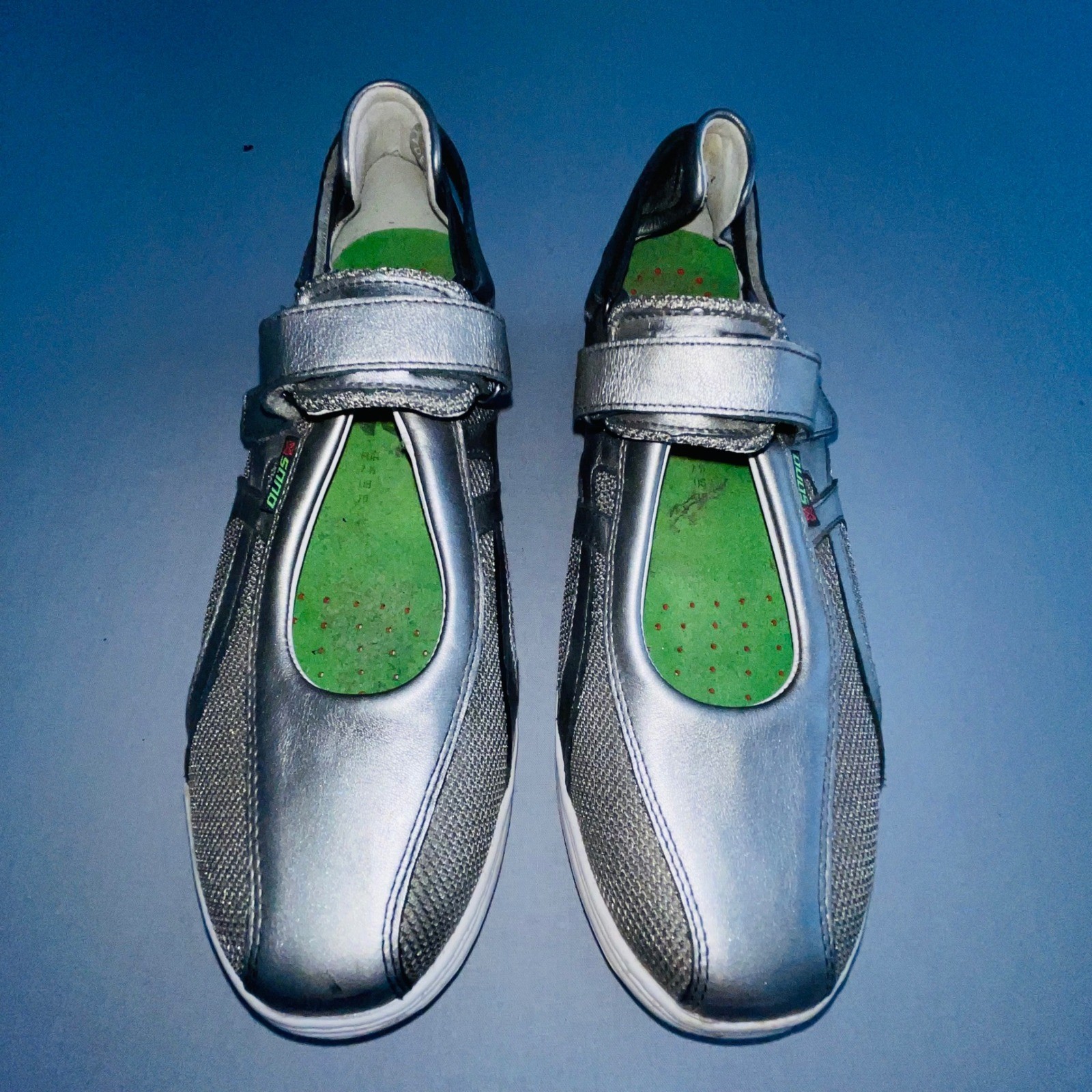 Sano by Mephisto Womens Mary Jane Shoes Silver Metallic Leather Size US 10