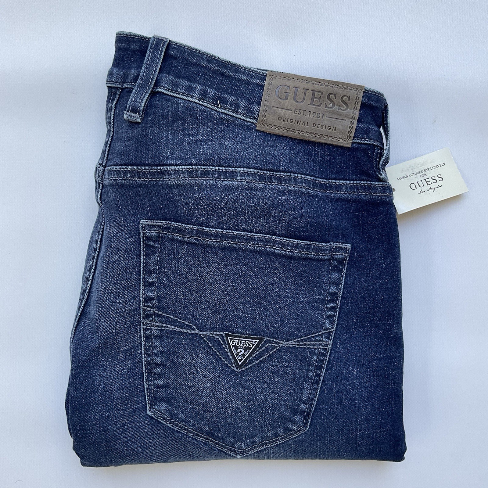 Guess Men’s Slim Tapered Jeans Blue Indigo Eco Stretch Denim Size 32