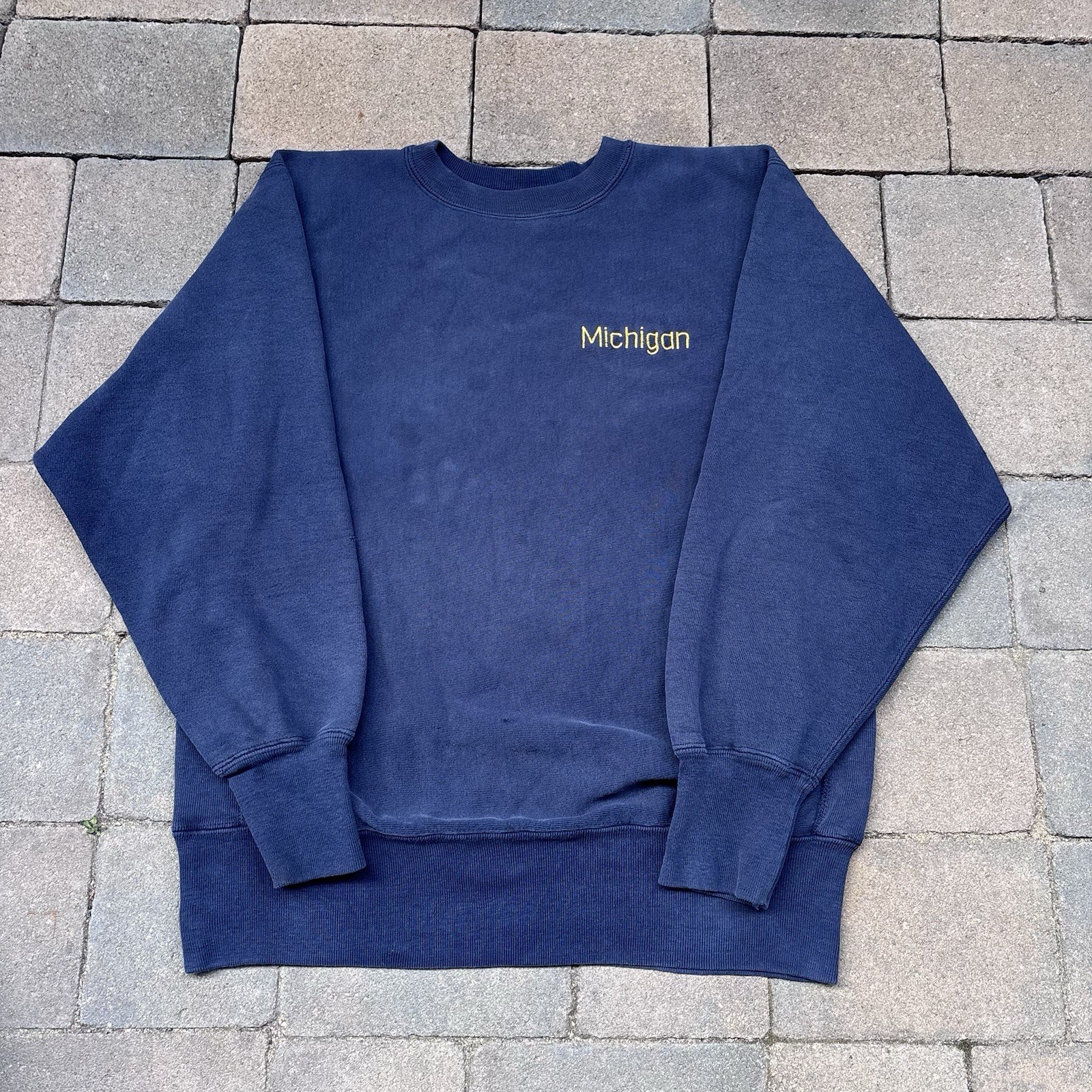 Vintage Champion Reverse Weave Michigan Sweatshirt Size Large Navy Blue