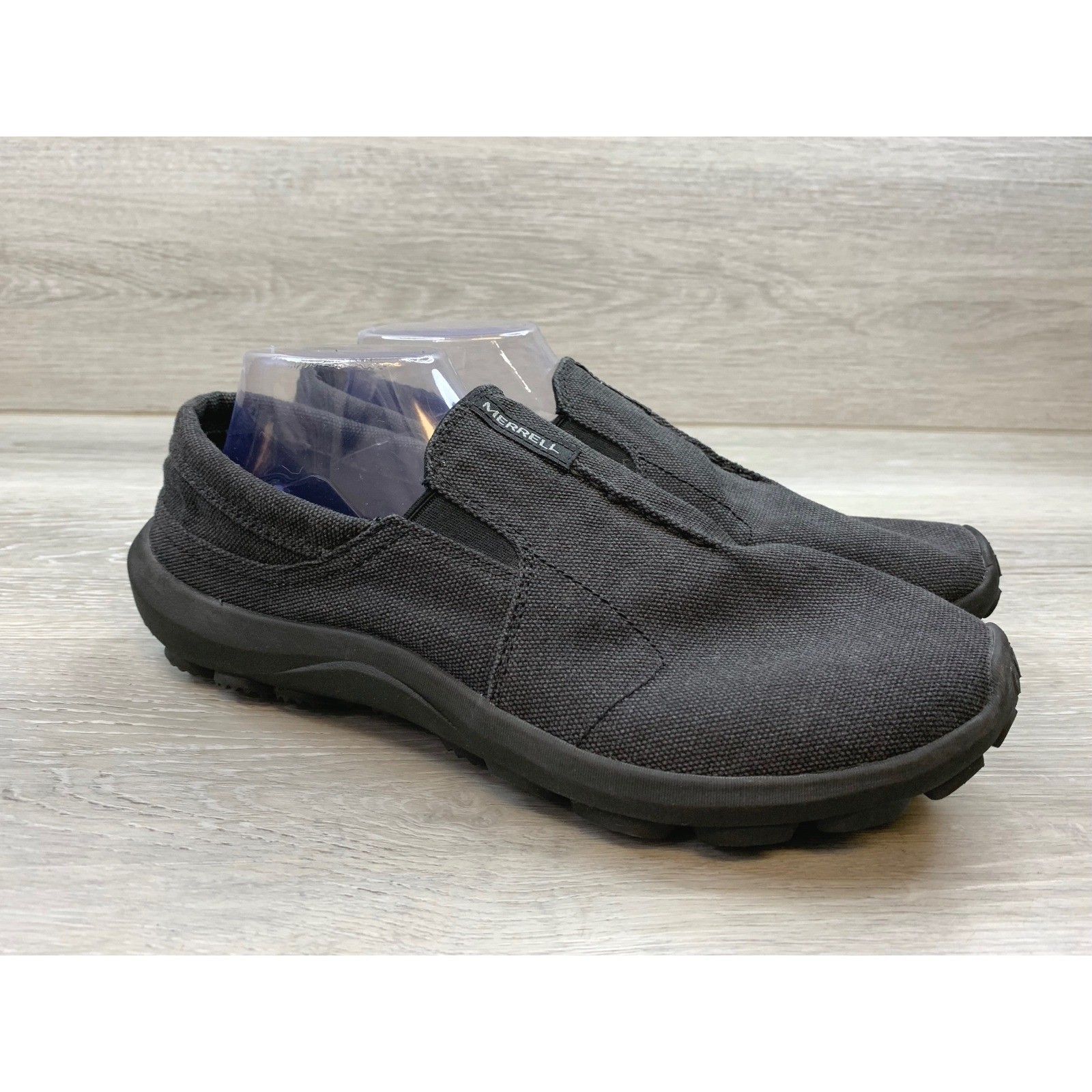 Merrell Jungle Moc Canvas Slip On Shoes Men\'s 10.5 Black Loafers Trail Shoes