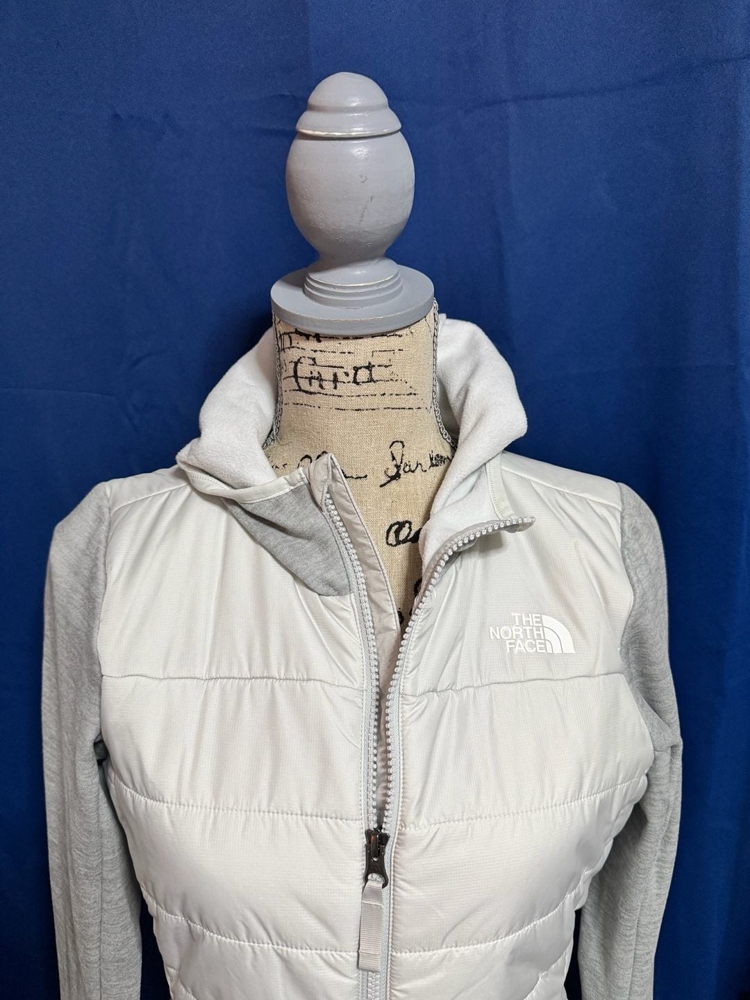 The North Face Puffer Fleece Jacket White Gray Full Zip S