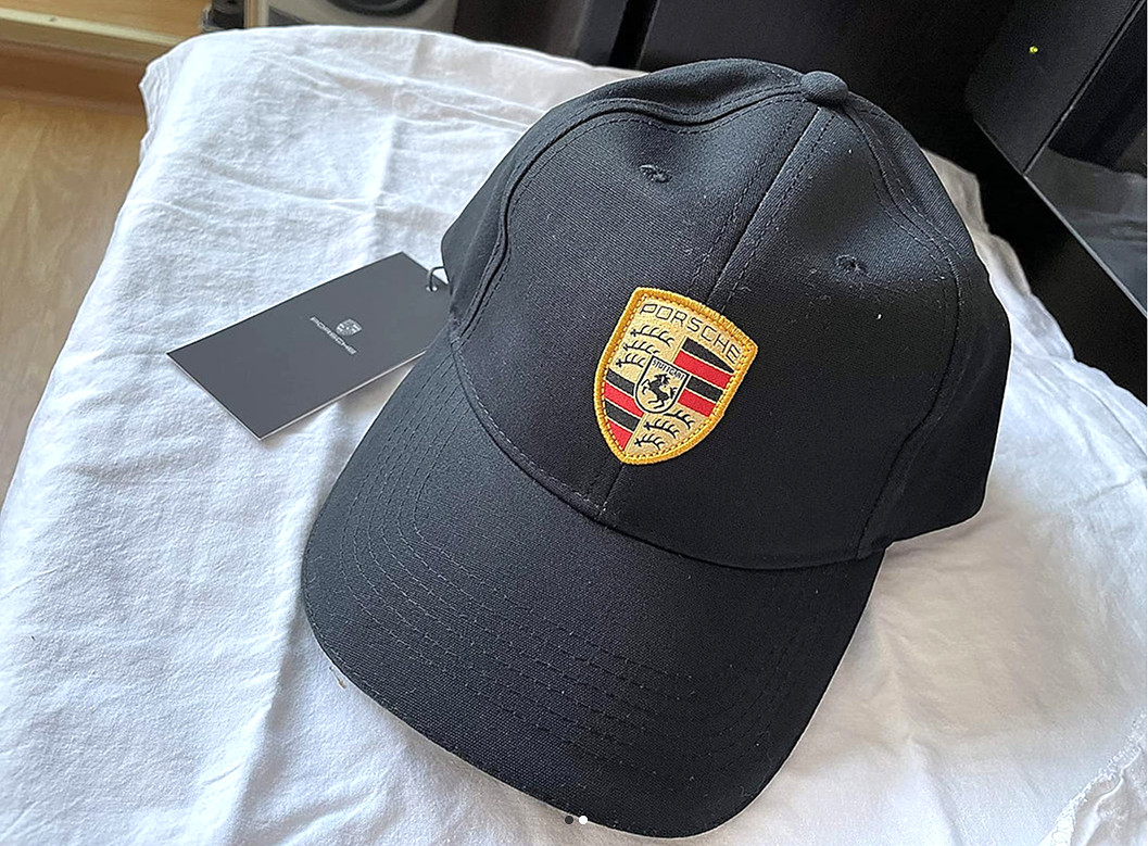 Porsche Crest Black Adjustable Baseball Cap Unisex Sports Hat Curved Brim NWT