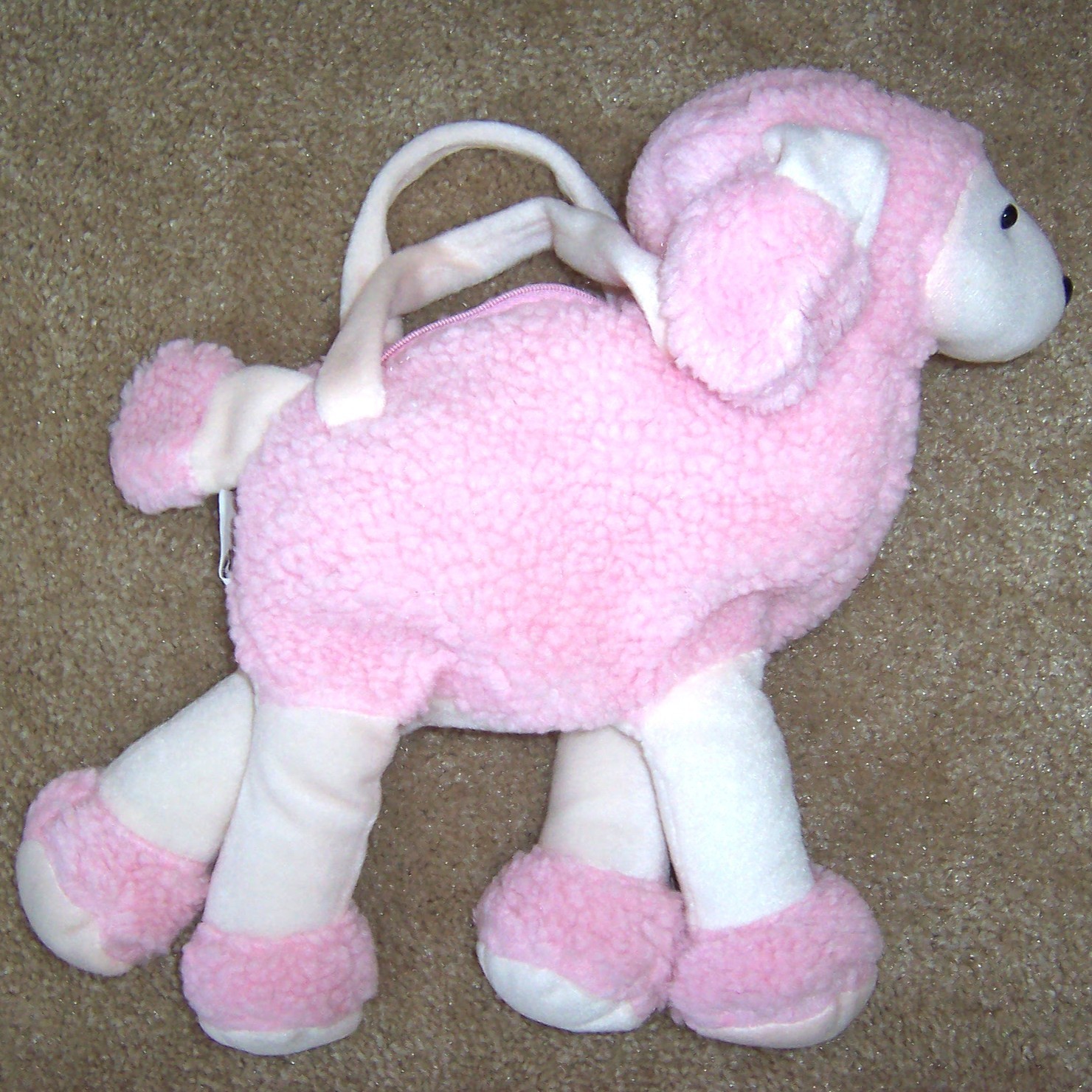 Pink Plush Poodle Purse Girls Purse Bag Novelty Handbag NIP / NWOT Vintage Purse
