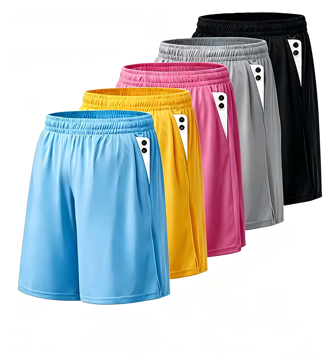 5 Pack Men Quick‑Dry Casual Shorts with Waist Side Pockets Comfortable shorts