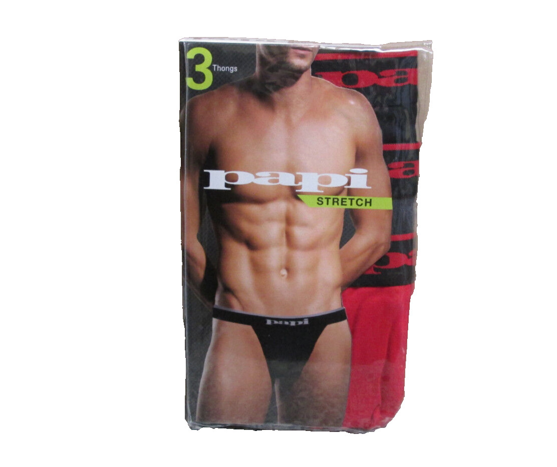 Brand New 3 Pack men\'s Papi Sexy Soft touch Thong Thongs Underwear Medium 32-34