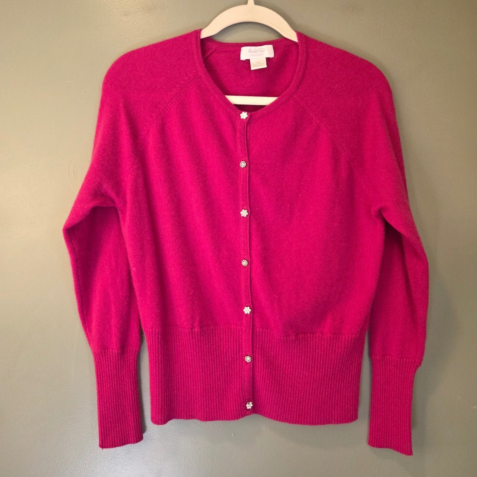 Vintage Marshall Fields Women\'s 100% Cashmere Button Up Cardigan Pink Size XL
