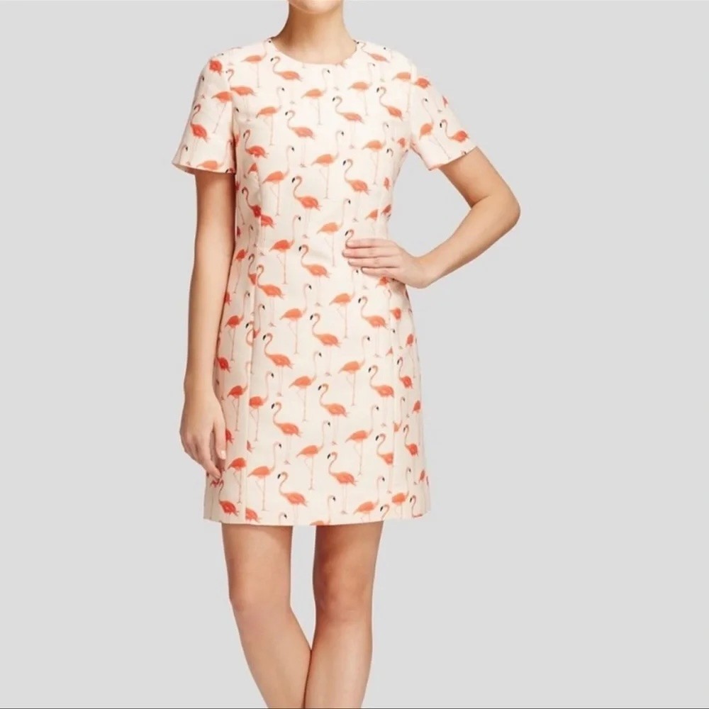 Kate Spade New York Flamingo Print Sheath Dress Pink Short Sleeve Size 6 NWT