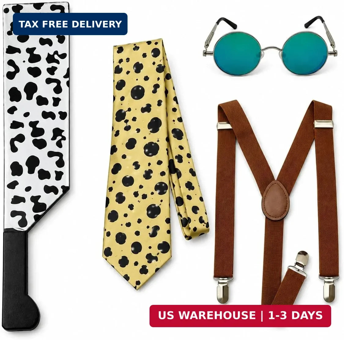 ASVP Shop Anime JJK Nanami Kento Accessory Bundle - Spotted Tie, Glasses, Suspen