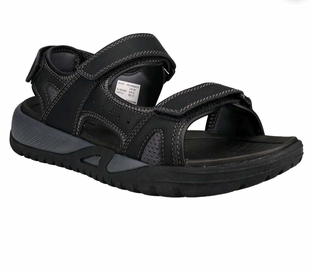 Eddie Bauer Men\'s Black Sport Sandals Hook & Loop Adjustable Straps US 11