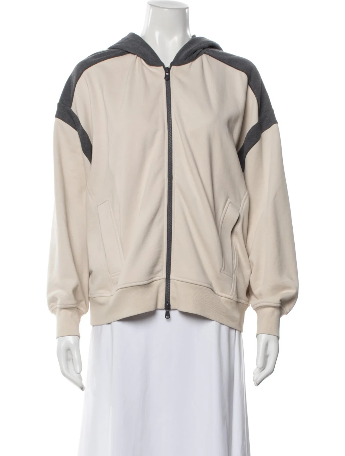 $2390.00 Brunello Cucinelli Jacket w/ Tags Sweatshirt M-L Monili gray beige