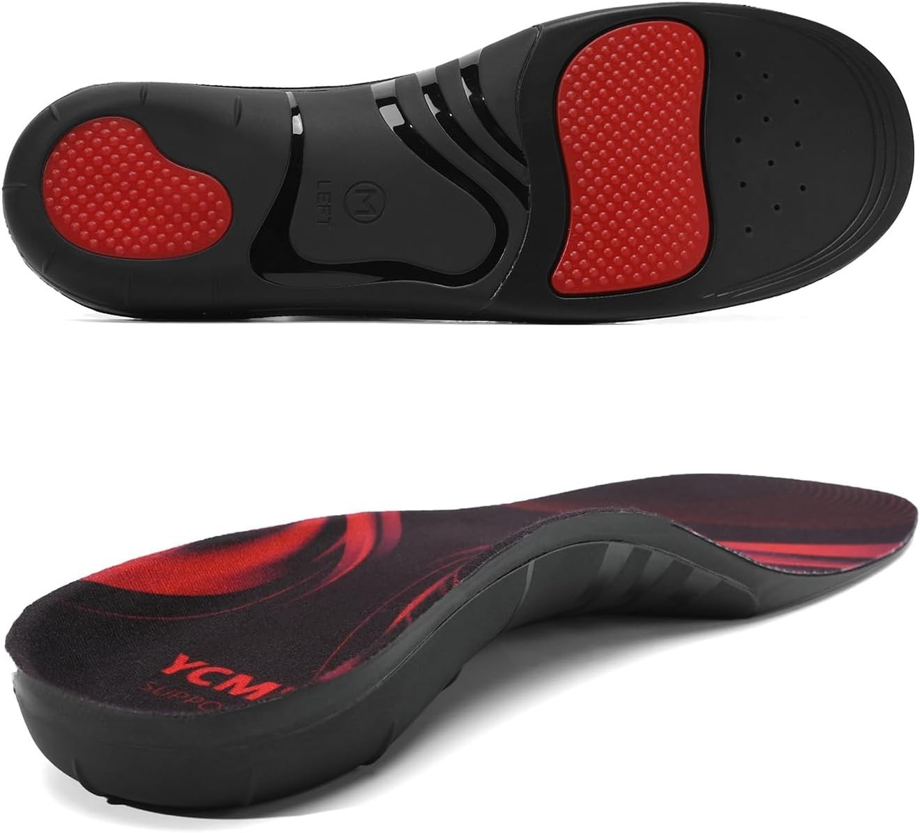 YCMM Heavy-Duty Orthotic Insoles for Plantar Fasciitis Relief 220+ lbs 1.4-Inch.