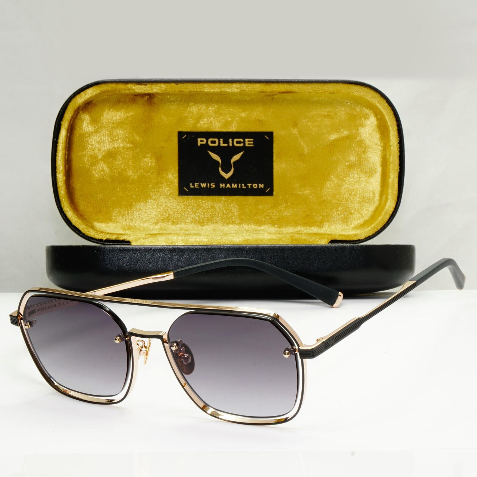 Police Lewis Hamilton F1 Sunglasses Gold Black Gradient Pilot SPL E18 COL 302Y