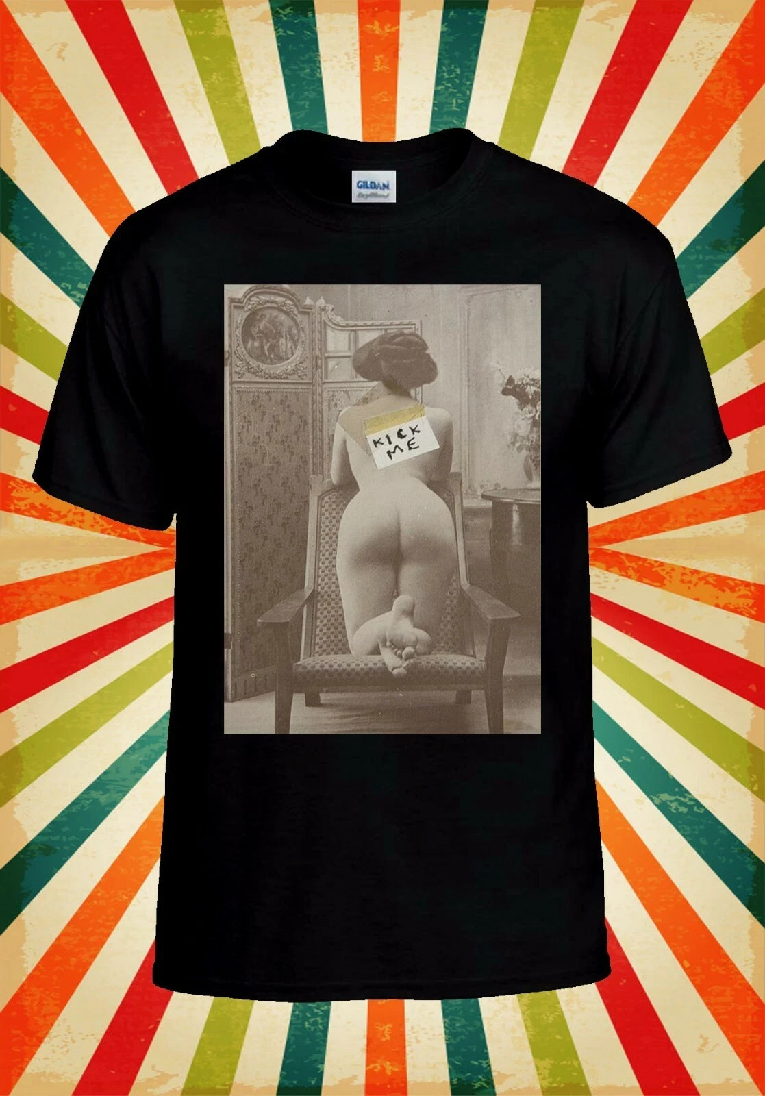 Retro Sexy Girl Kick Me Funny Cool Men Women Vest Tank Top Unisex T Shirt 2189