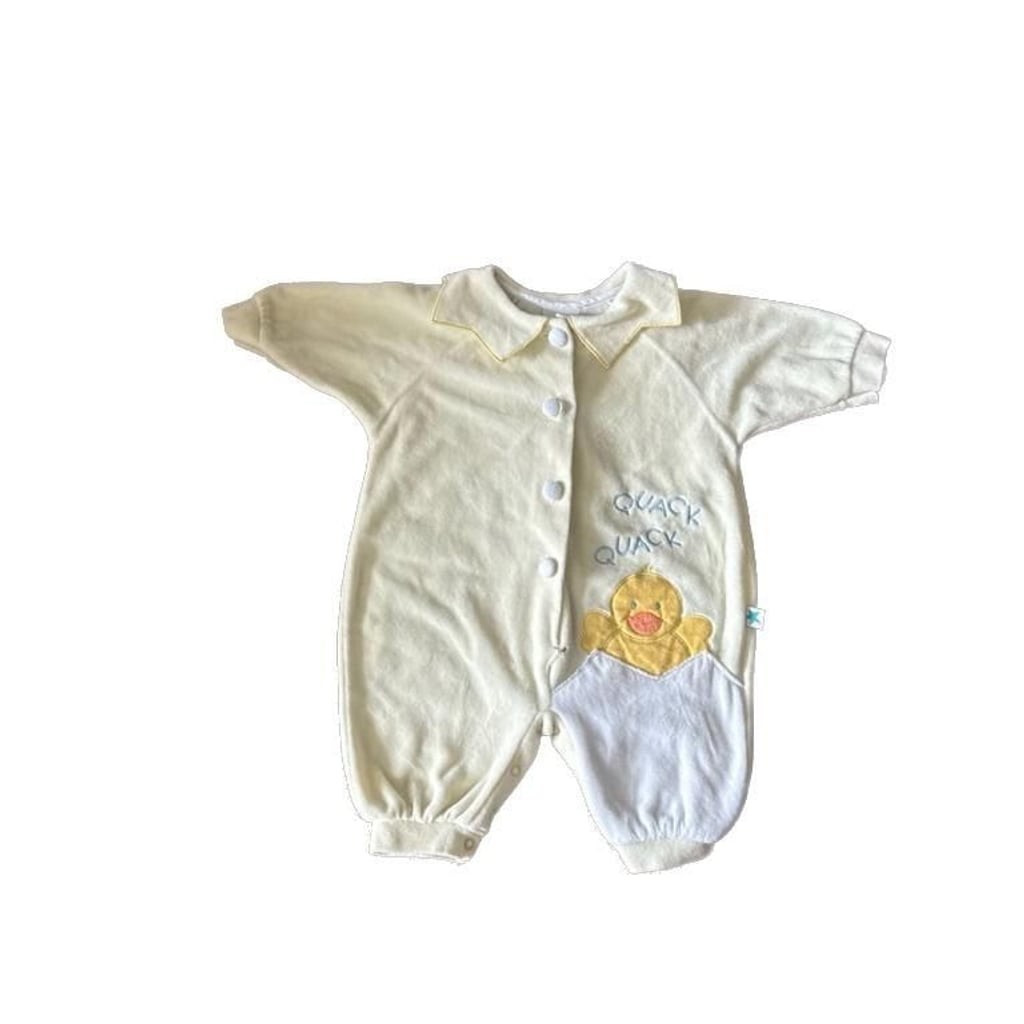 Little Me Vintage Quack Quack Duck Velour Baby Romper One Piece