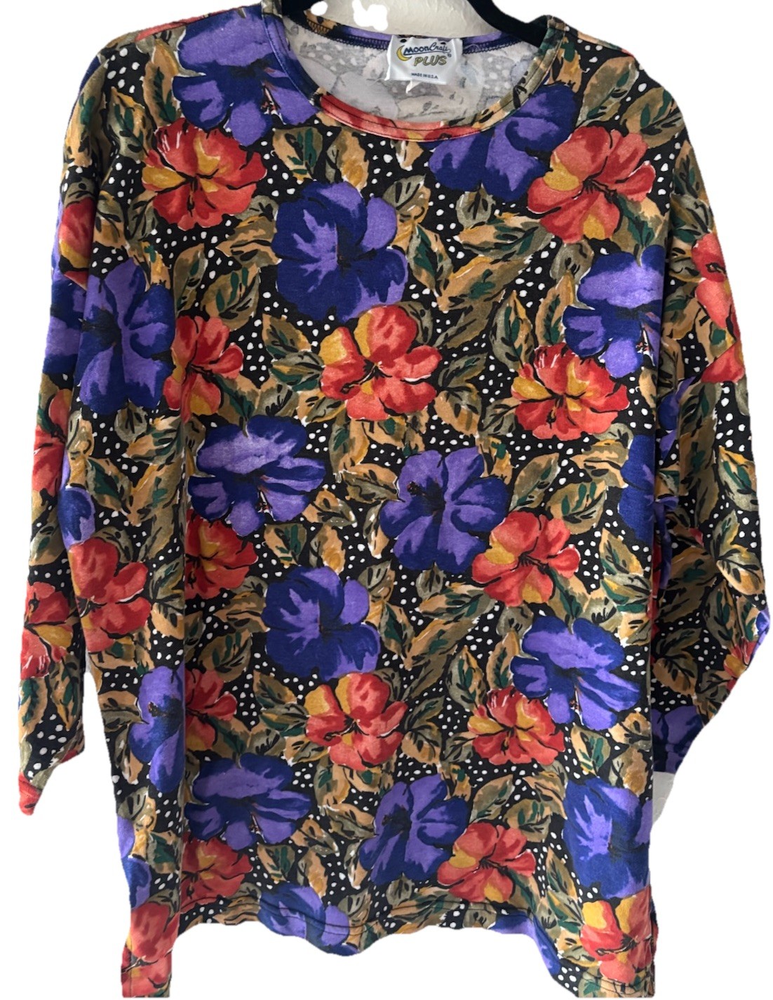 Vintage Moon Craft Women\'s Floral print Poka Dot Shirt m/l 14-22