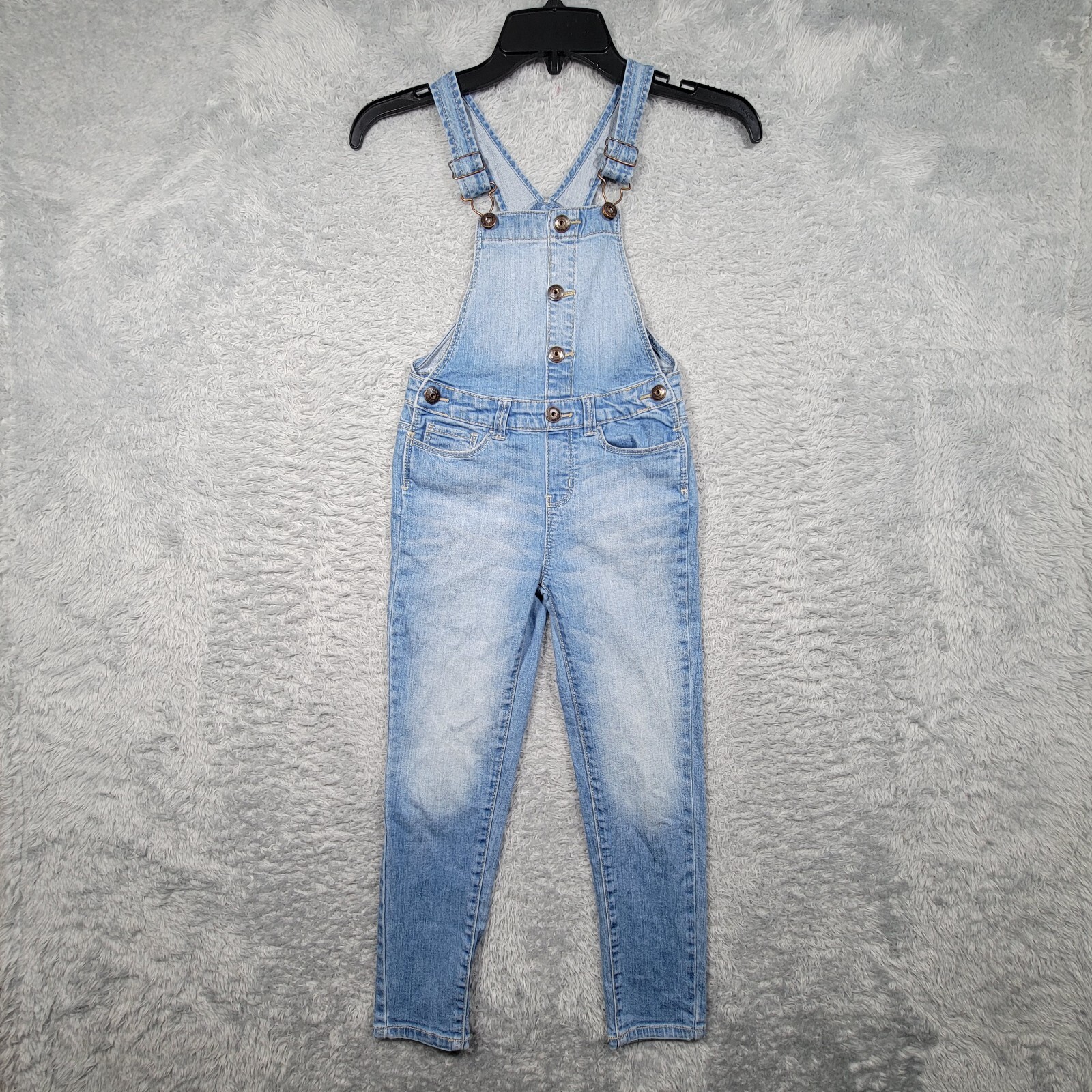 Vintage Oshkosh Bgosh Overalls Girls Jrs 6 Blue Denim Stretch Vestbak 22x21