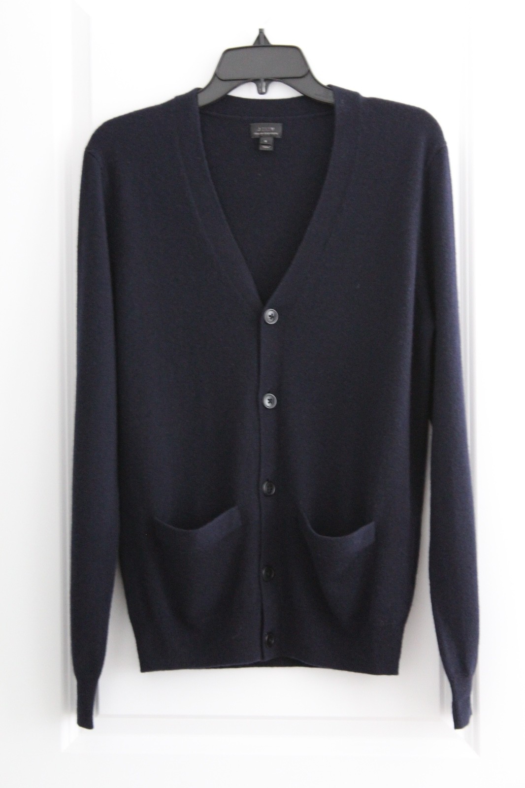 New J CREW Mens Dark Navy Blue 100% Cashmere Cardigan Sweater Sz S Pockets