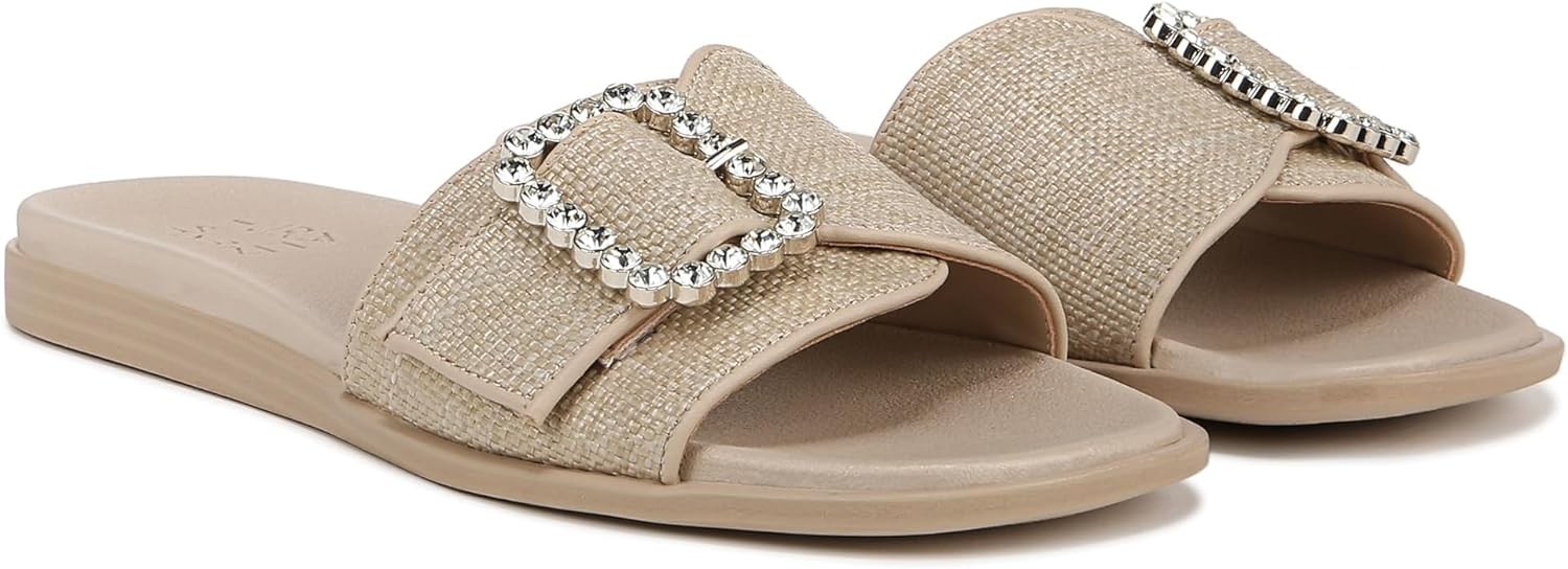 Naturalizer Women\'s Olivia Slides Sandal Tan Straw 6.5M