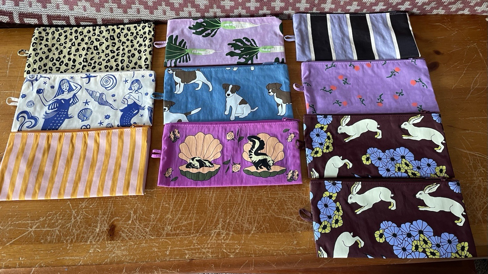 Bundle Lot of 10 Rare Baggu Medium Flat Pouches NOT SEPARATING
