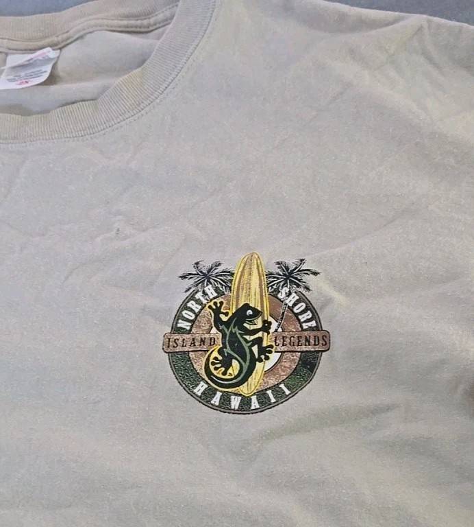 Vintage Anvil Island Legends Hawaii Gecko T Shirt Mens 2XL Maui Surf