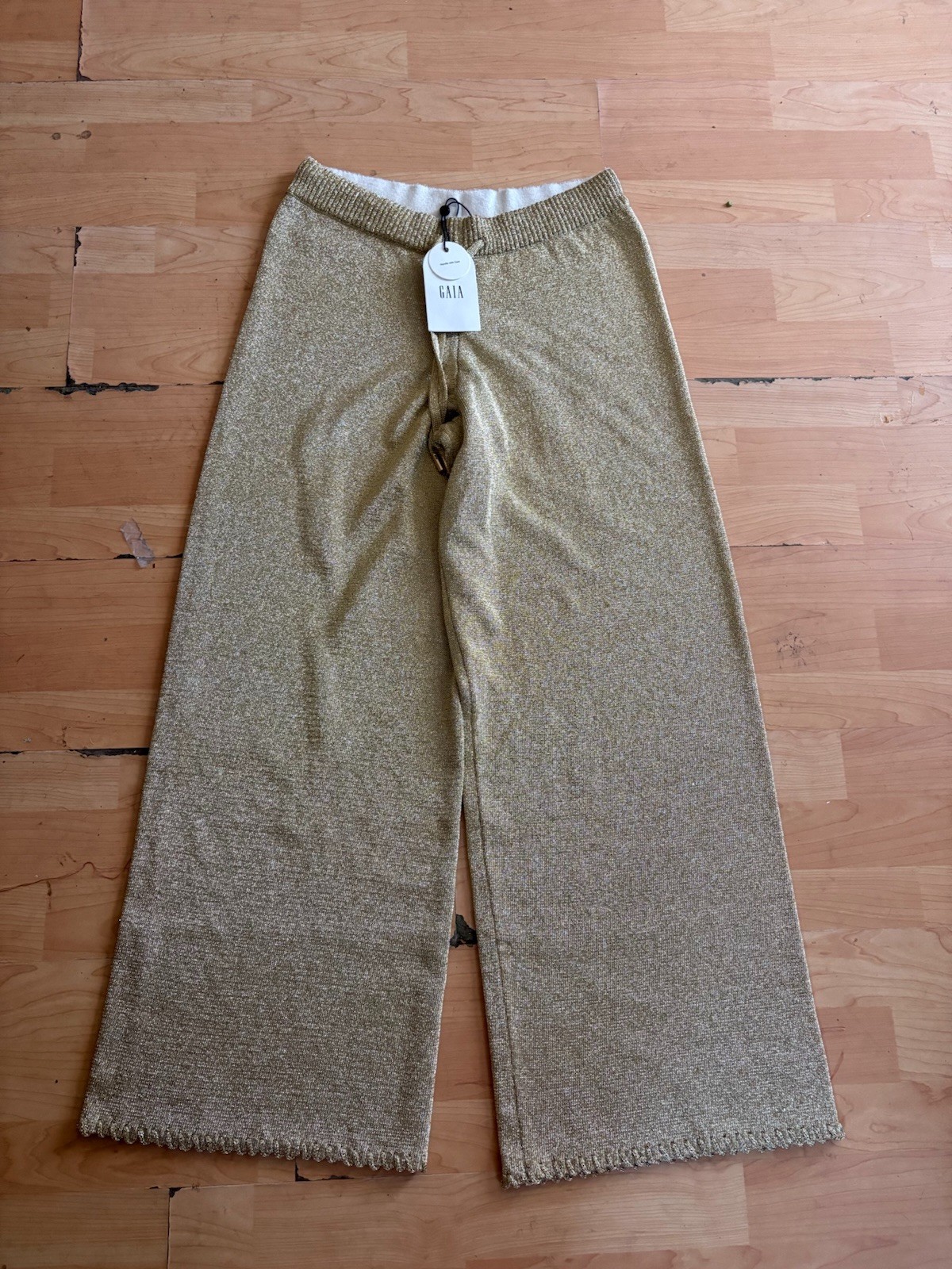 GAIA X GAP metallic Gold Lounge Pants Size S Women Casual Knit AJ29