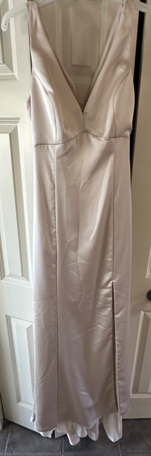Amsale Tiana Gown Dress  Womens 10 Fluid Satin Champagne BRIDESMAID WEDDING