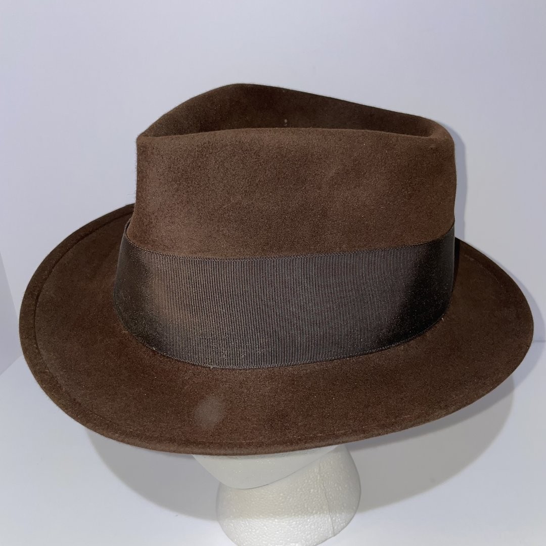 Royal Stetson Brown Fur Vintage Fedora Wide Black Headband Size 7 1/8