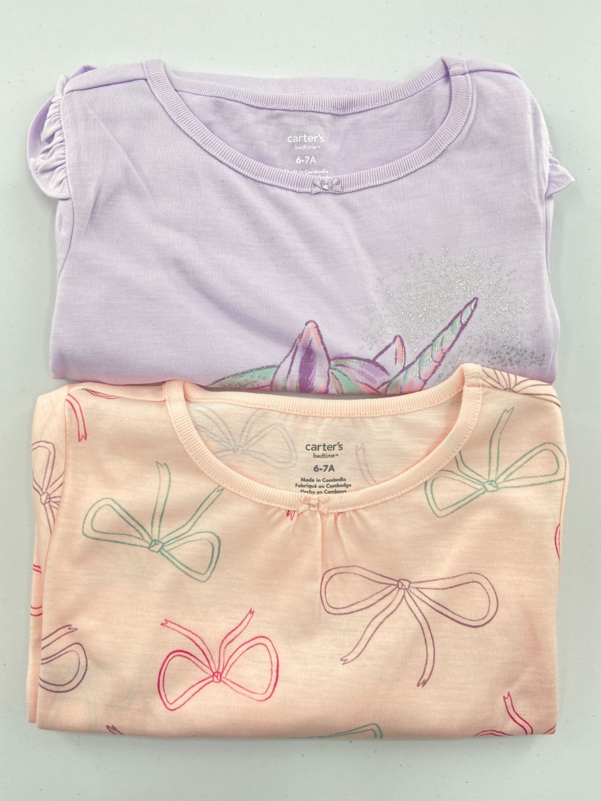 Carter\'s Girls\' 2-Pack Unicorn Nightgowns- Pink/Purple Unicorn- 6-7