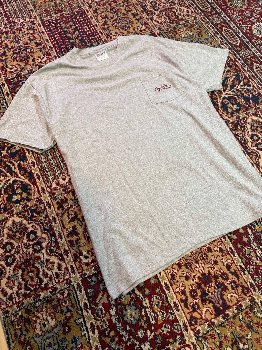 Hanes Beefy-T Coghlin Since 1885 Pocket T-Shirt Size L Gray Cotton