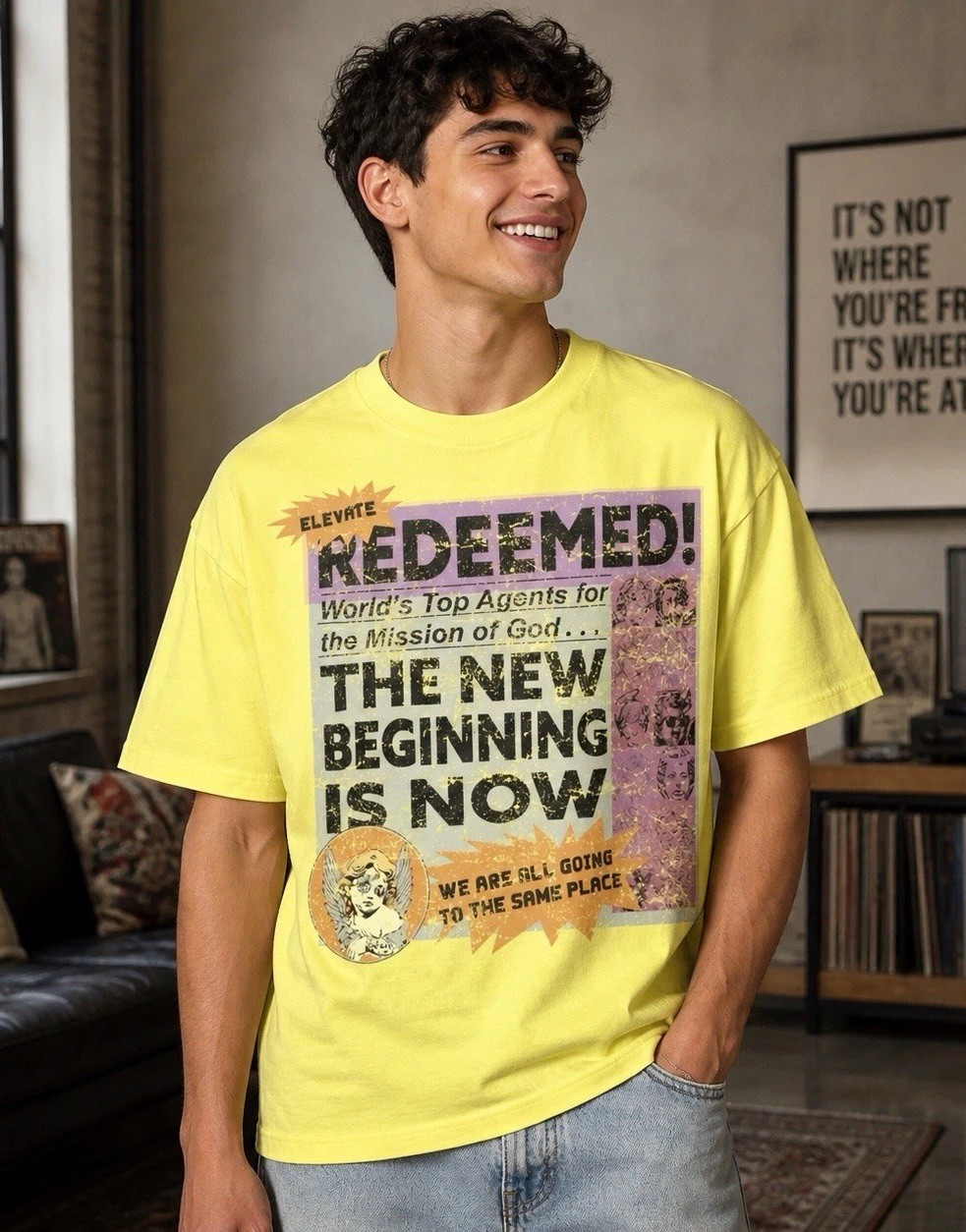 RSVP Premium Streetwear Elevate & Redeemed Graphic Cropped T-Shirt Men’s Size XL