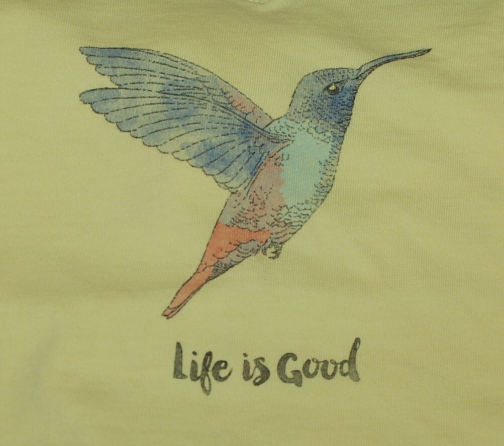 NWT Women\'s Life is Good Hummingbird Yellow LS Crusher Vee