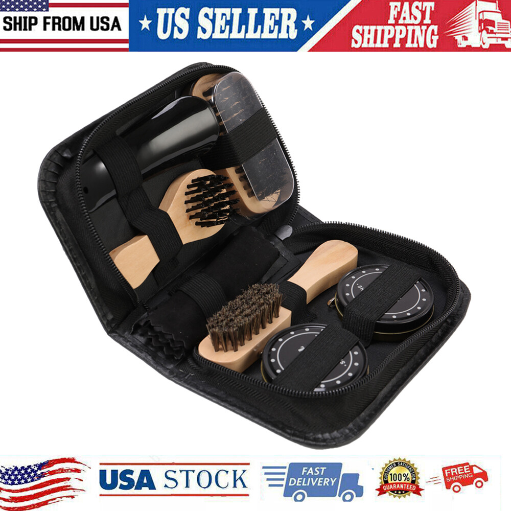 8pcs Shoe Cleaning Polish Shine Care Kits Set For Leather Boots Shoes Sneakers