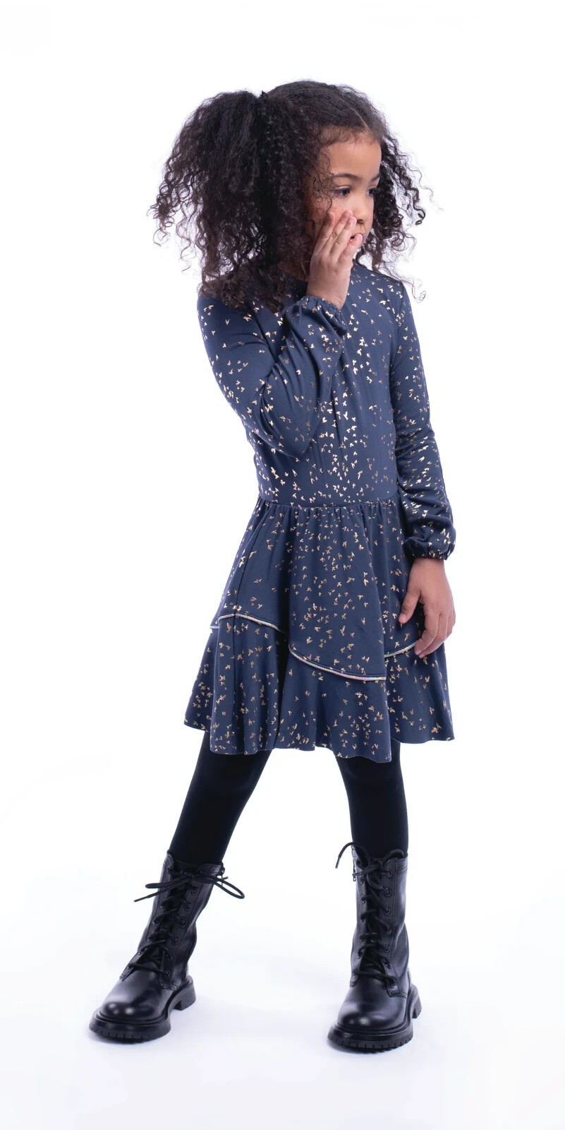 IMOGA GIRLS DRESS PAULA SPARROW  BLUE LONG SLEEVE BIRDS LONG SLEEVE JERSEY SZ 7