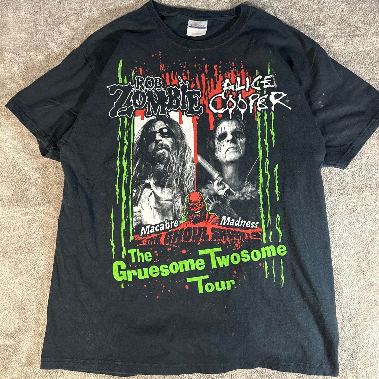 Alice Cooper and Rob Zombie Gruesome Twosome Black Tour Tee Size L