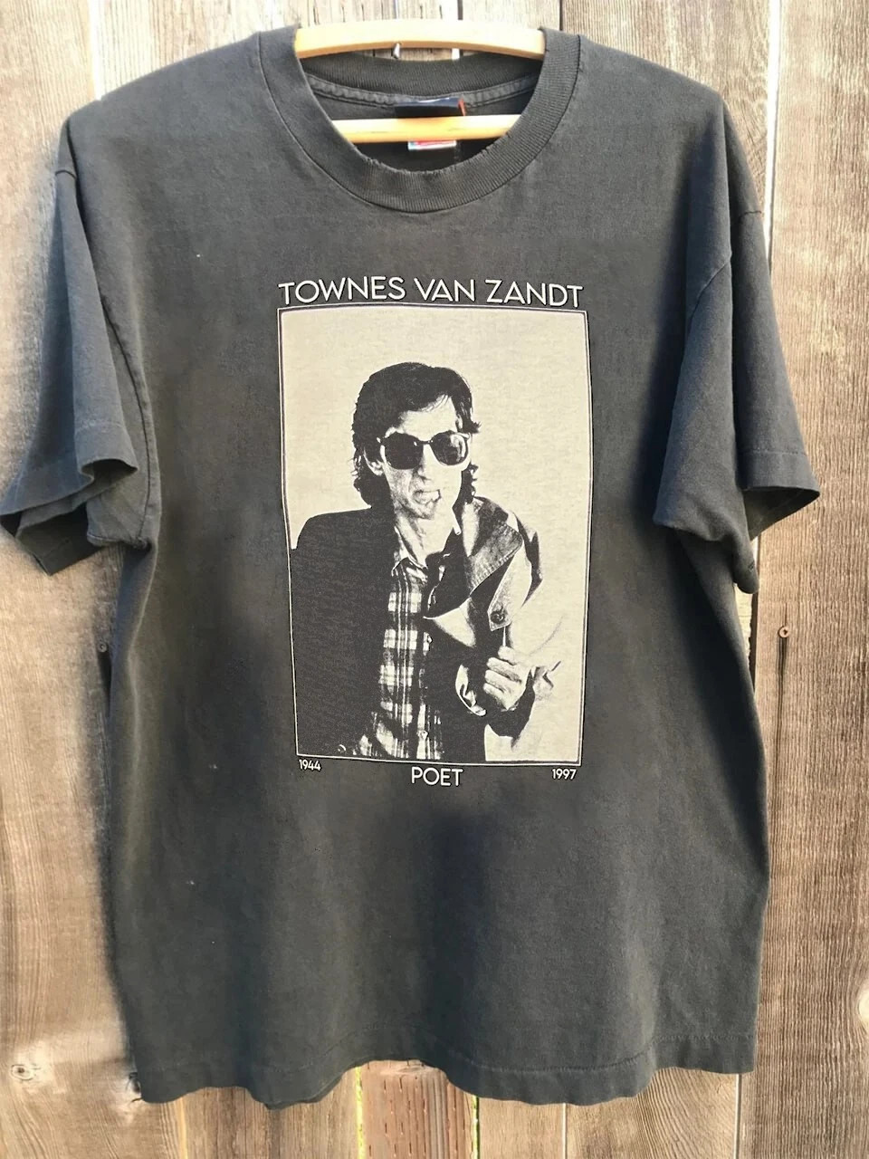 90s Townes Van Zandt Poet T-Shirt rare design charcoal tee Men Women S-5XL