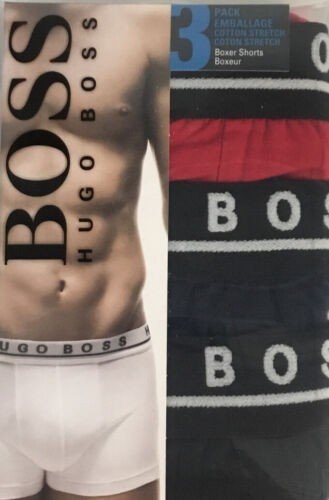 Boss Hugo boss 50403731 Men\'s Stretch Cotton Boxer Pack of 3 Black Multi Large