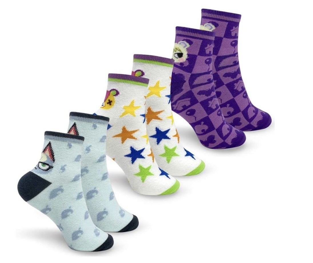  Animal Crossing: New Horizons Raymond, Marshall, Stitches Crew Socks - 3 Pack