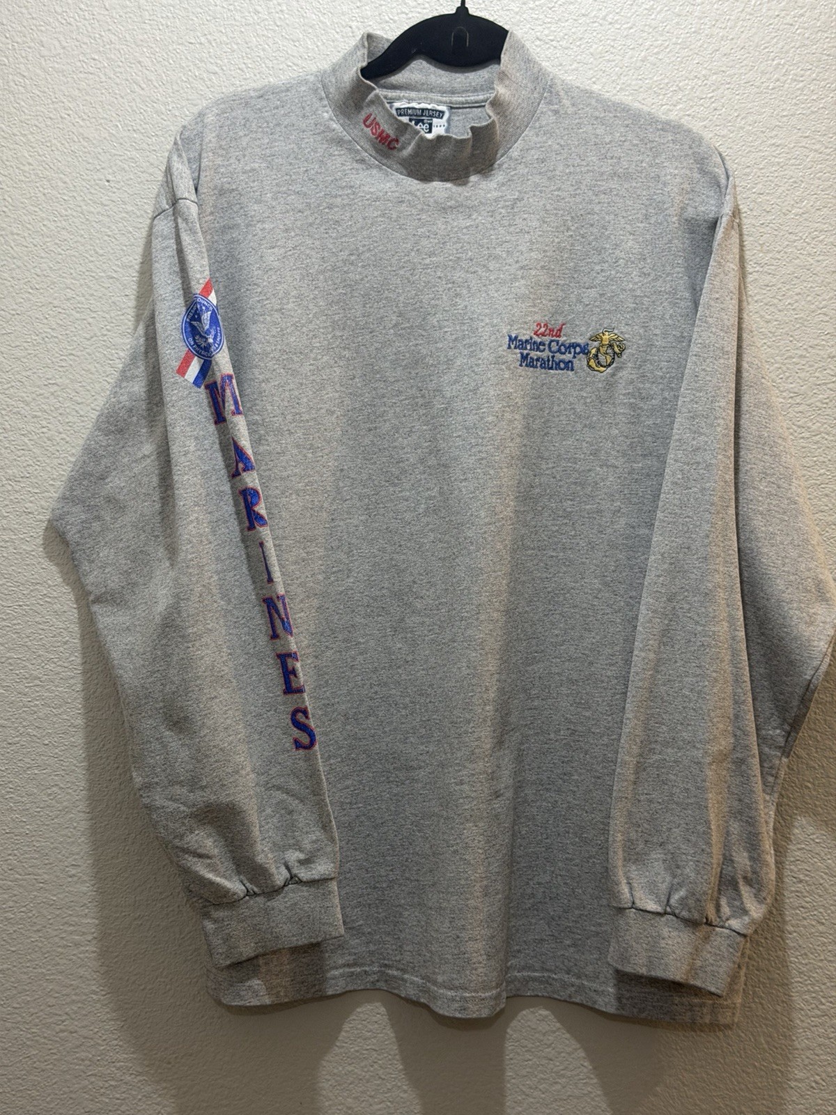 Vintage 1997 Lee Marine Corps Marathon Sweatshirt Mens Large Gray USA Made