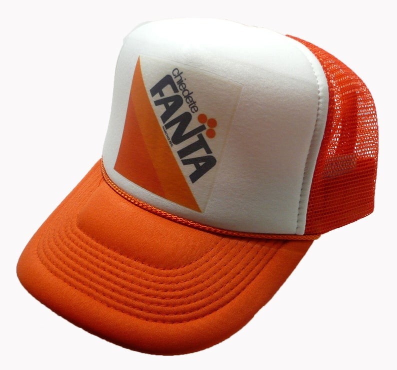 Fanta Orange Soda Foam Front Trucker Hat Snapback Mesh Cap Retro