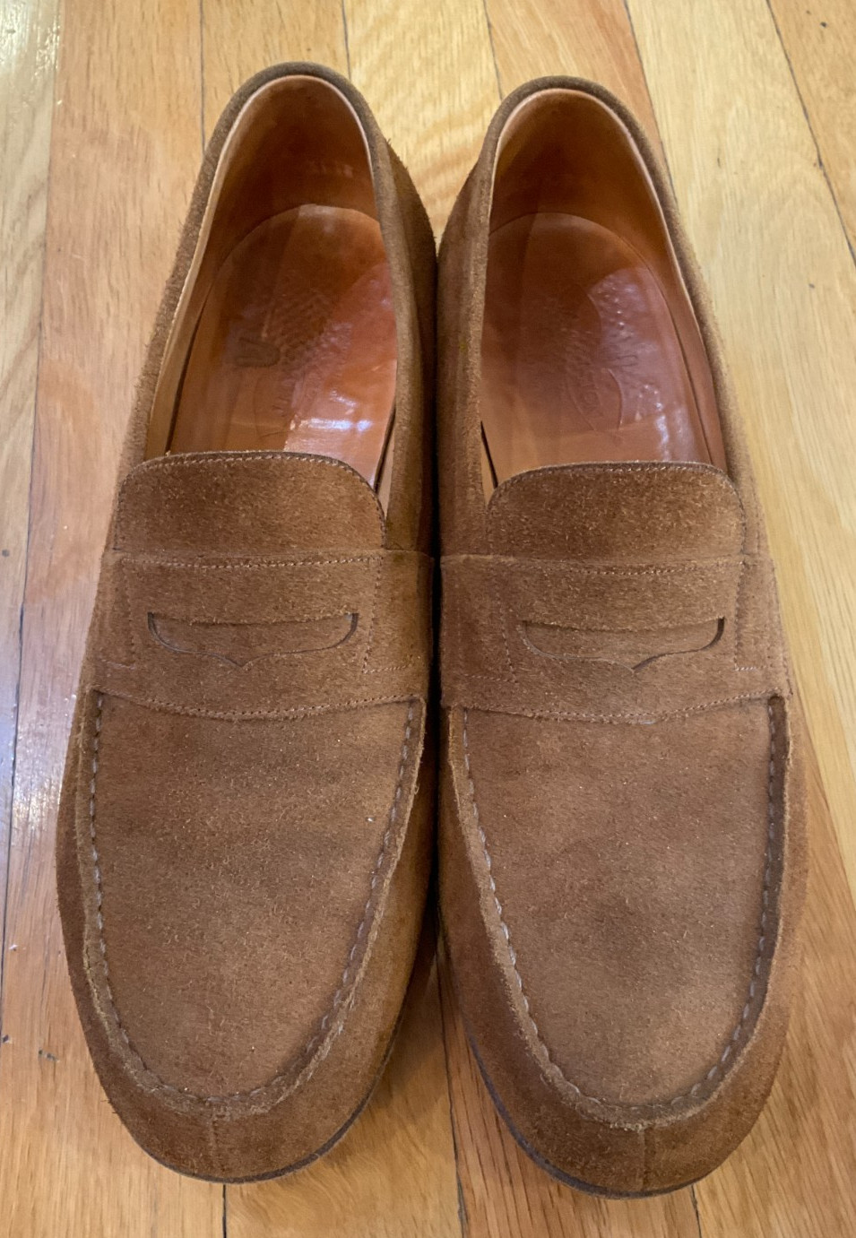 J.M. Weston 180 Split Toe Brown Suede Loafers Sz 9 C (10.5 US)