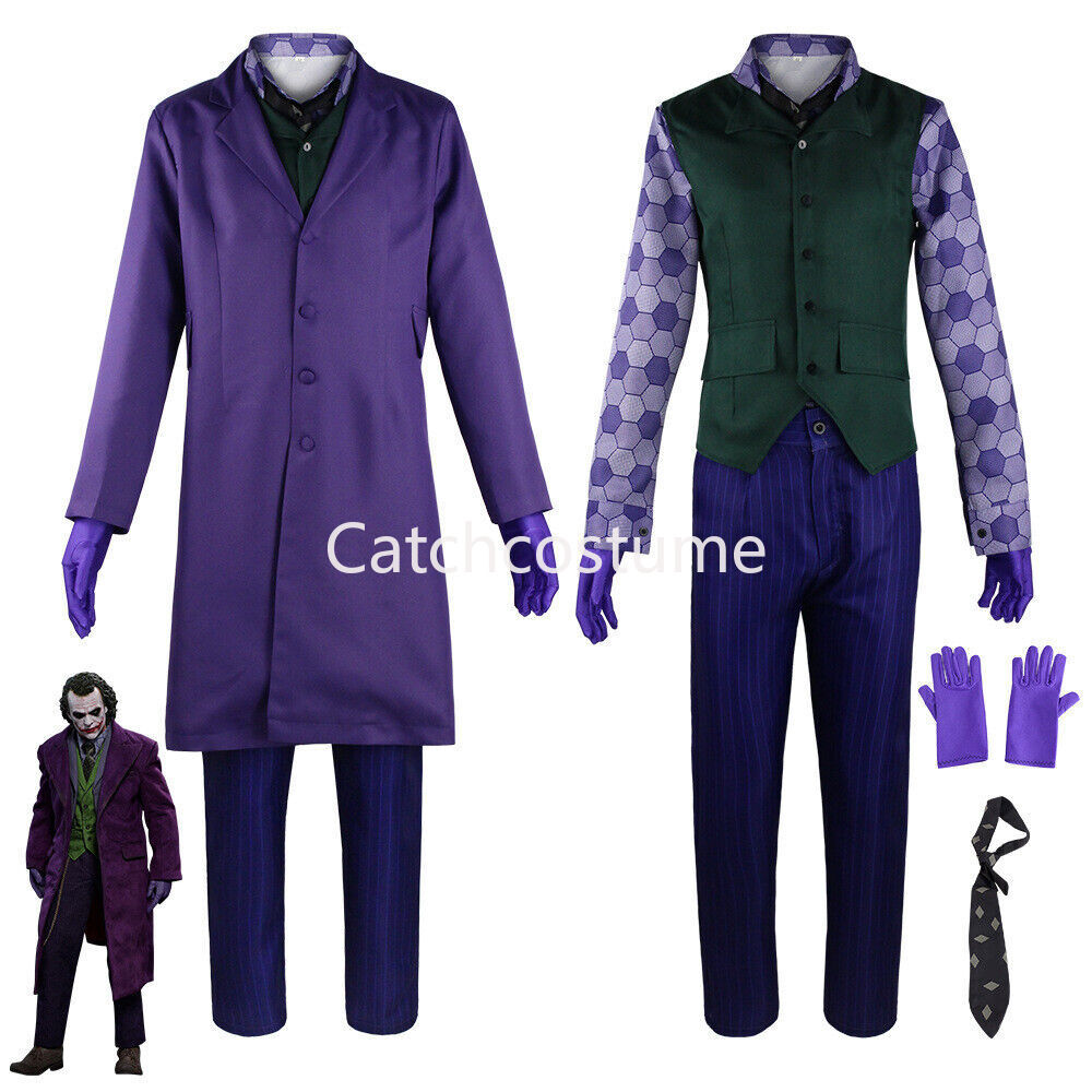 Batman The Dark Knight Joker Cosplay Costume Mens Halloween Party Fancy Outfits