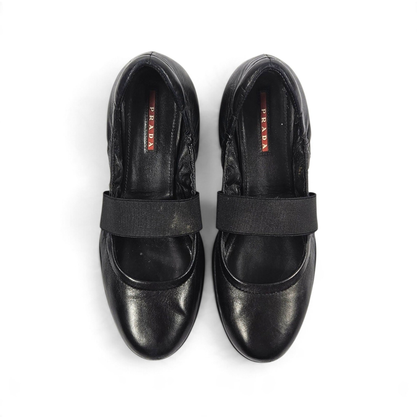 Vintage Prada Sport Black Leather Mary Jane Ballet Flats - Size 38.5 (8)
