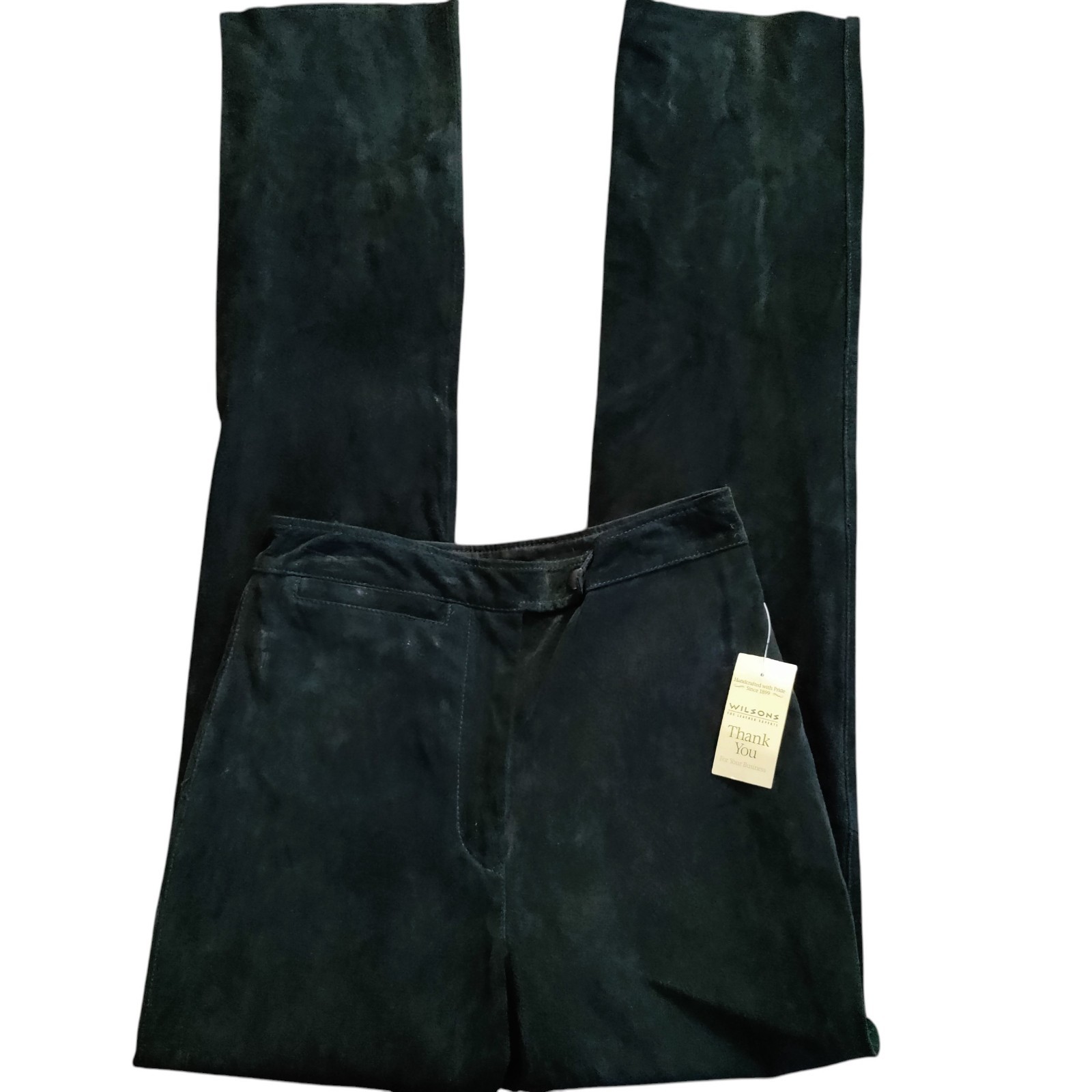 VTG Wilson\'s Leather Maxima Pants Sz 4 Suede Black Biker Moto Classic NWT 