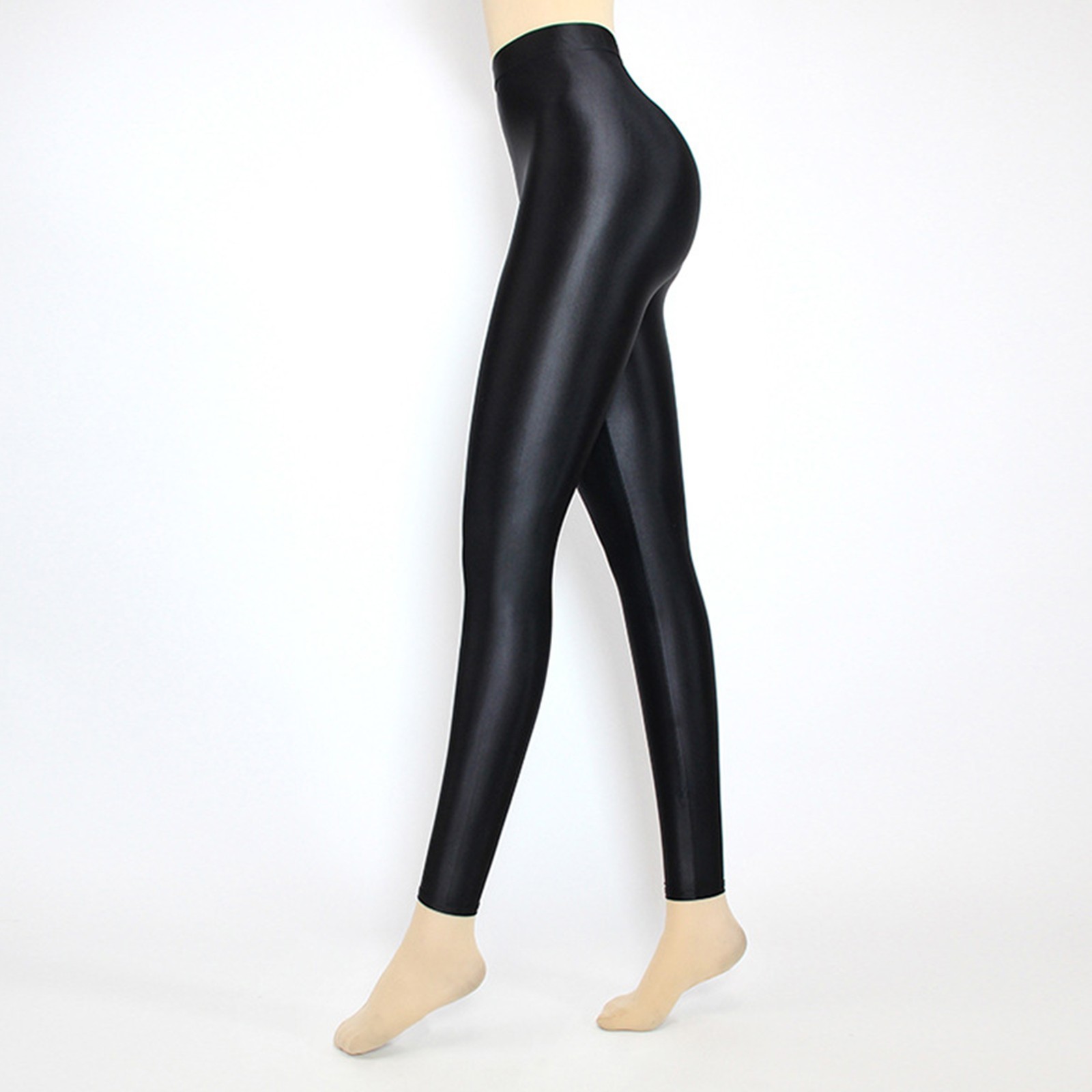 Glossy Spandex Women Girl High Rise Elastic Legging