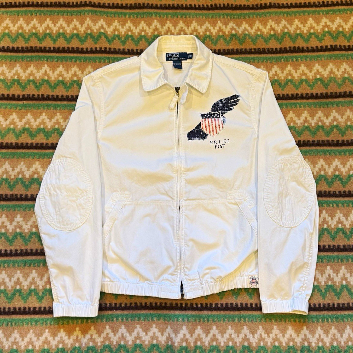 VTG 00s Polo Ralph Lauren Winged Shield Full Zip Harrington Jacket Size Medium