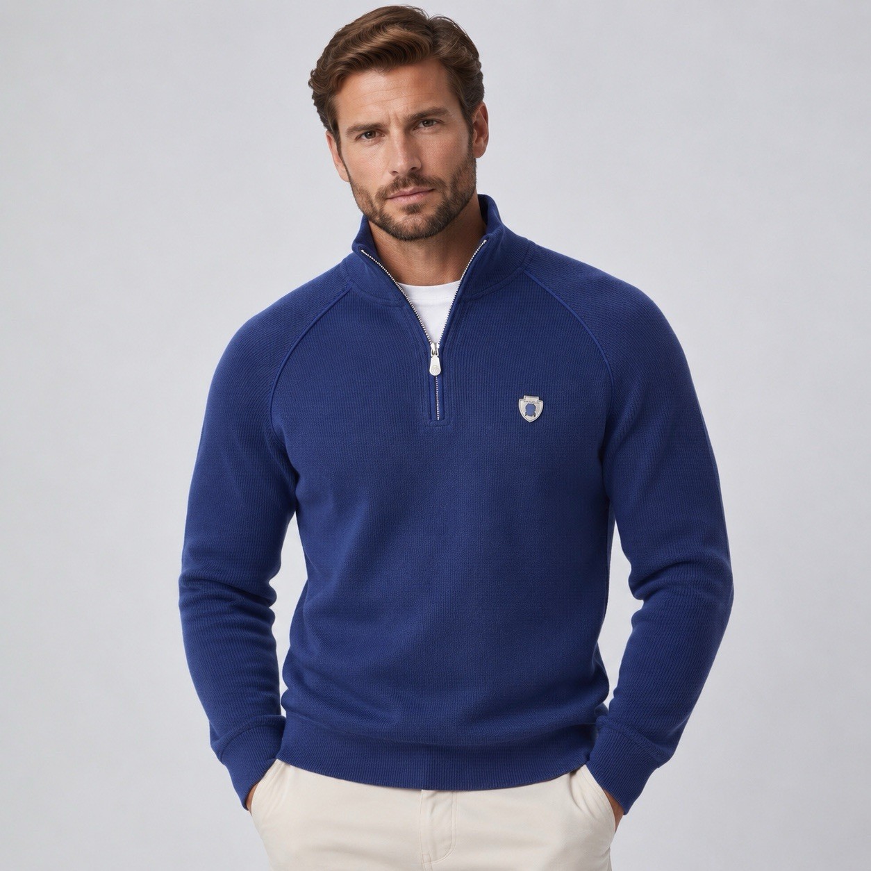 Brunello Cucinelli Blue Cotton Sweater For Men